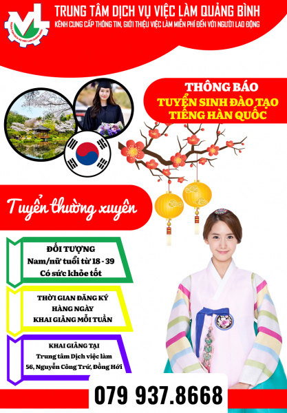 THÔNG BÁO MỞ CÁC LỚP ĐÀO TẠO VÀ LUYỆN THI CẤP TỐC TIẾNG HÀN QUỐC